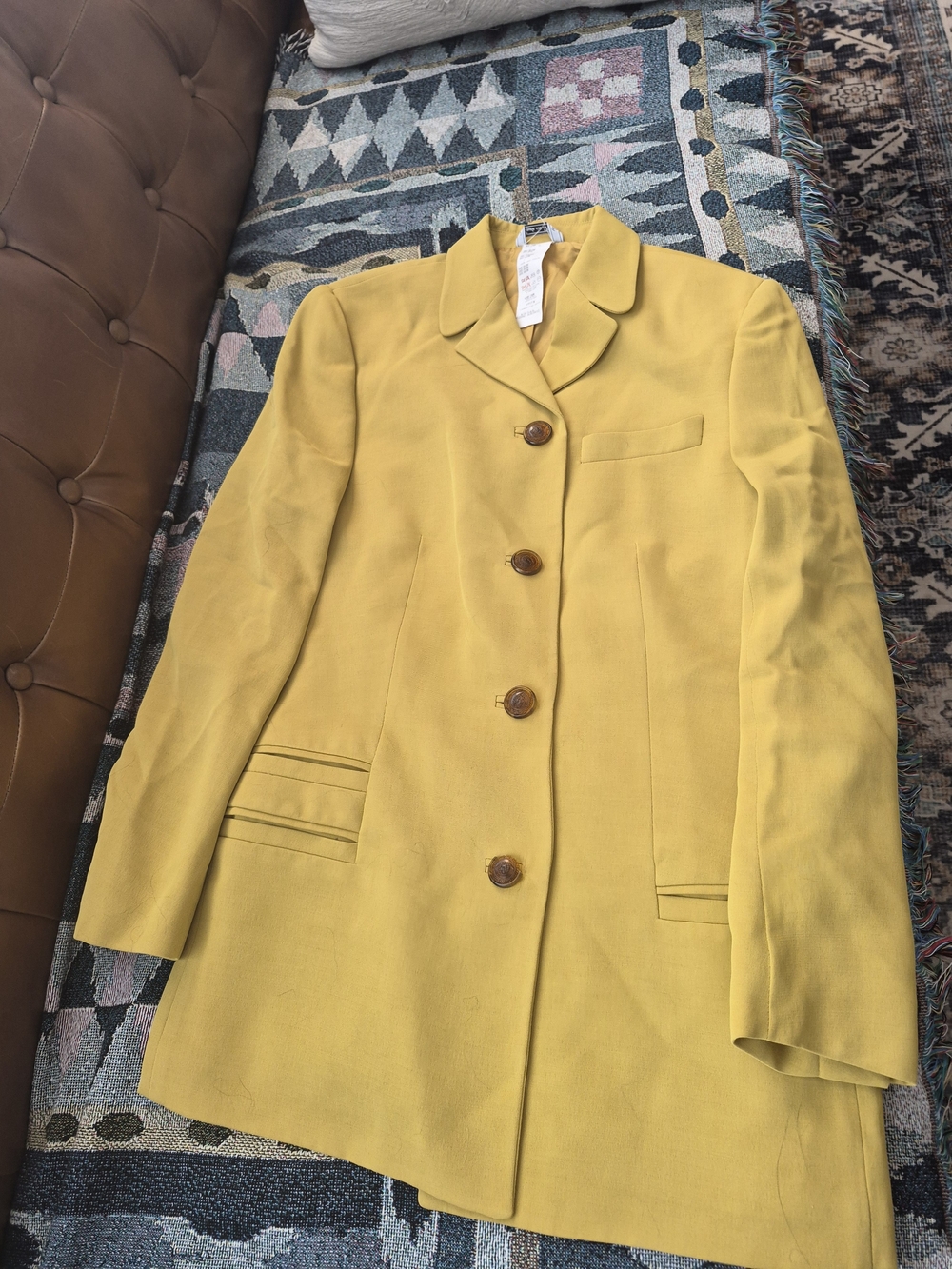 Versace Yellow Single-Breasted Tailored Blazer